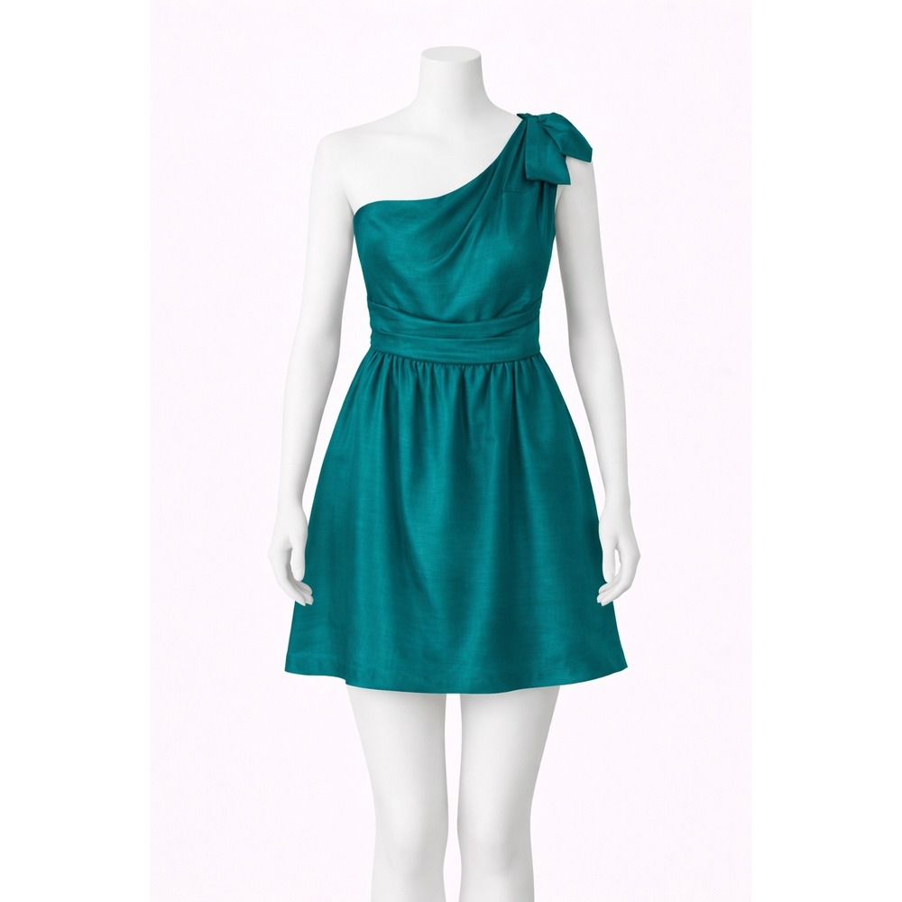 Jenny‎ Yoo Collection Size 8 Peacock Teal One Shoulder Bow Cocktail Dress Formal